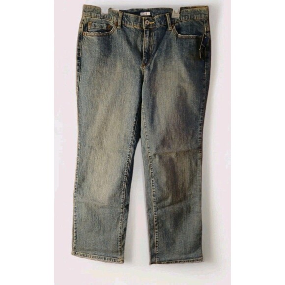 Liz & Co "Chelsea" Stretch Jeans Antique Wash BLUE JEANS Womens 16Reg Mid-Rise - Picture 1 of 16